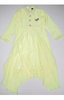 Collared Neck Design Lemon Yellow Kids Dress (KR1248)